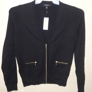 Ann Taylor Black V-neck Zipper Cardigan - NWT